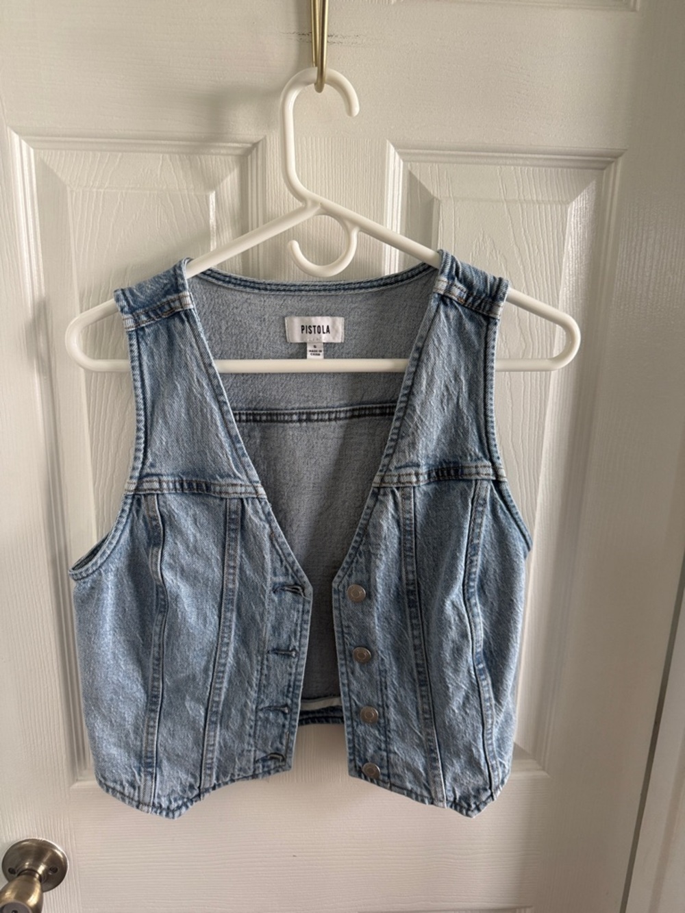 pistola Light Blue Denim Button-Front Vest